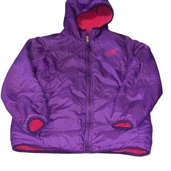 Girls The North Face Coat Reversible Purple/Pink Size Large 14/16 - Picture 1 of 7